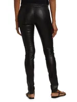 Stretch Leather Moto Leggings