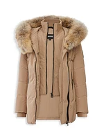 Girl's Coyote Fur-Trim Down Parka