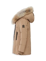 Girl's Coyote Fur-Trim Down Parka