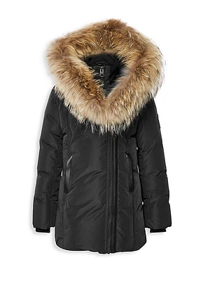 Girl's Coyote Fur-Trim Down Parka