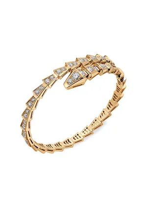 Serpenti Viper 18K Yellow Gold & Diamond Wrap Bangle Bracelet