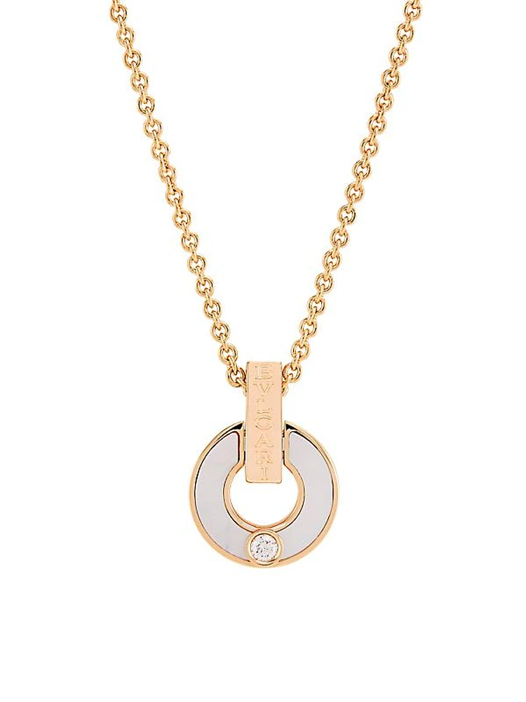 Essential 18K Rose Gold, Mother-of-Pearl & Diamond Openwork Pendant Necklace