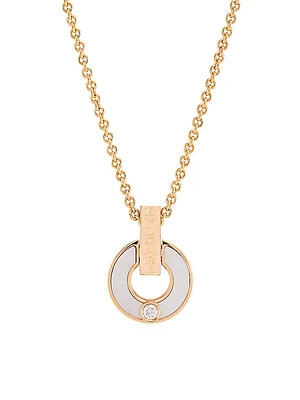 Essential 18K Rose Gold, Mother-of-Pearl & Diamond Openwork Pendant Necklace