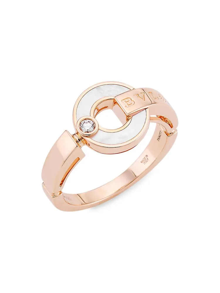 Essential 18K Rose Gold, Mother-of-Pearl & Diamond Ring