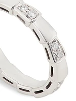 Serpenti Viper 18K White Gold & Pavè Diamond Ring