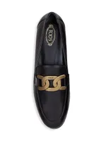 Kate Polished Goldtone Chain Leather Loafers