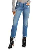 Le High High-Rise Distressed Stretch Straight-Leg Jeans