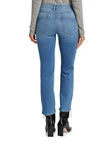 Le High High-Rise Distressed Stretch Straight-Leg Jeans