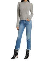 Le High High-Rise Distressed Stretch Straight-Leg Jeans