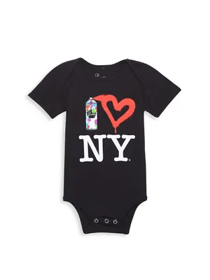 Baby's Spray Paint Heart NY Bodysuit