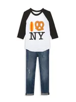 Little Kid's & Hot Dog Pretzel NY Raglan T-Shirt