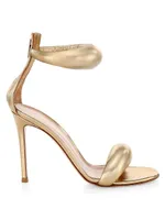 Bijoux Ankle-Strap Metallic Leather Stiletto Sandals