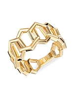 Bee Chic 18K Yellow Gold Hexagon-Link Ring