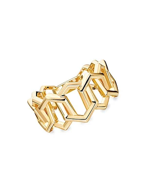 Bee Chic 18K Yellow Gold Hexagon-Link Ring