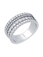 Splash 18K White Gold & Diamond 4-Row Ring