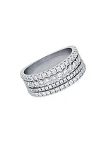 Splash 18K White Gold & Diamond 4-Row Ring