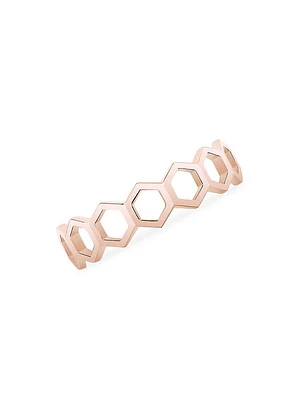 Bee Chic 18K Rose Gold Hexagon-Link Stack Ring