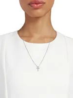 18K White Gold & Diamond Cross Pendant Necklace