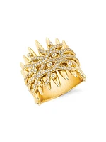 Tribal 18K Yellow Gold & Diamond Ring