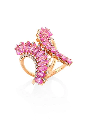 Mirage 18K Yellow Gold, Pink Sapphire & Diamond Ring