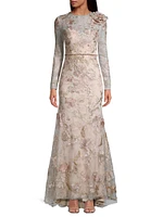 Floral Lace Embellished Gown