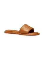 Double-T Monogram Padded Leather Slide Sandals