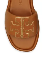 Double-T Monogram Padded Leather Slide Sandals