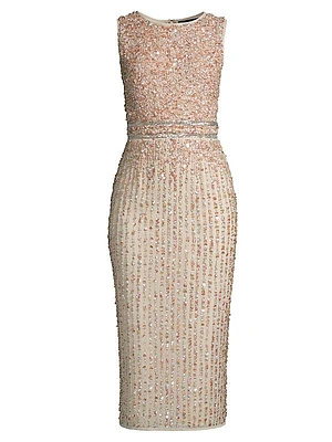 Sequin Embroidered Sheath Dress