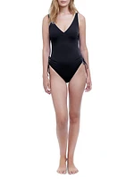 V-Neck Ruched One-Piece Swimsuit