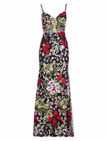 Floral Embroidery Lace Column Gown