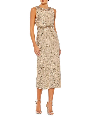 Plunging Sequin Sheath Dress