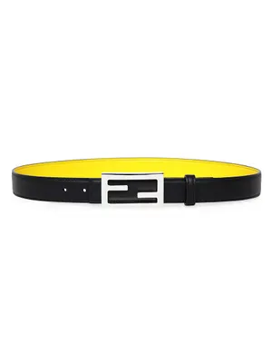 Reversible Logo Buckle Leather Belt