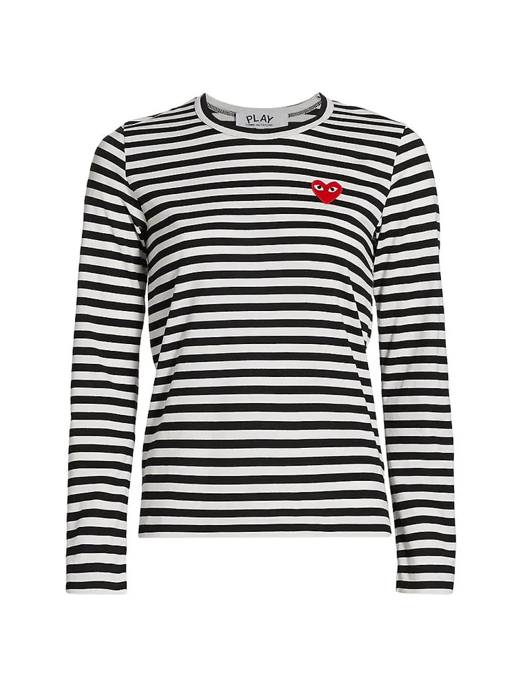 Striped Red Heart Long-Sleeve Shirt