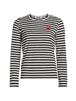 Striped Red Heart Long-Sleeve Shirt