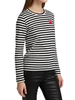 Striped Red Heart Long-Sleeve Shirt