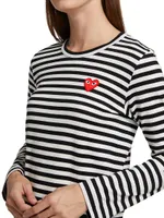 Striped Red Heart Long-Sleeve Shirt