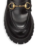 Leather Lug Sole Horsebit Loafers