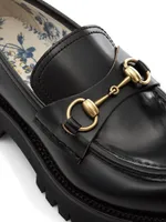 Leather Lug Sole Horsebit Loafers