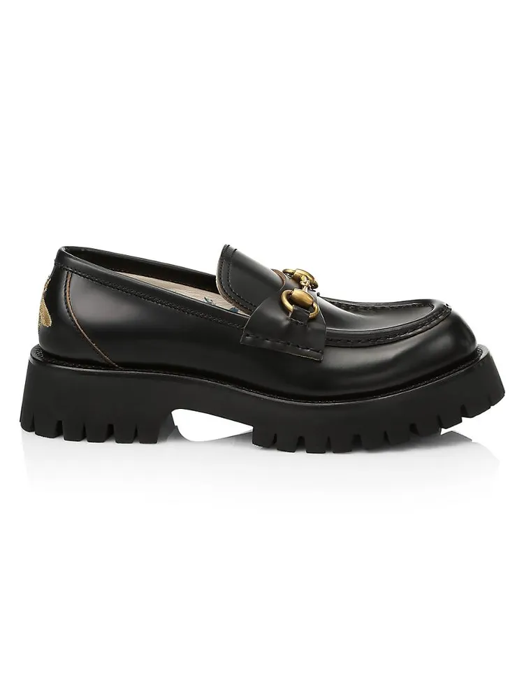 Leather Lug Sole Horsebit Loafers