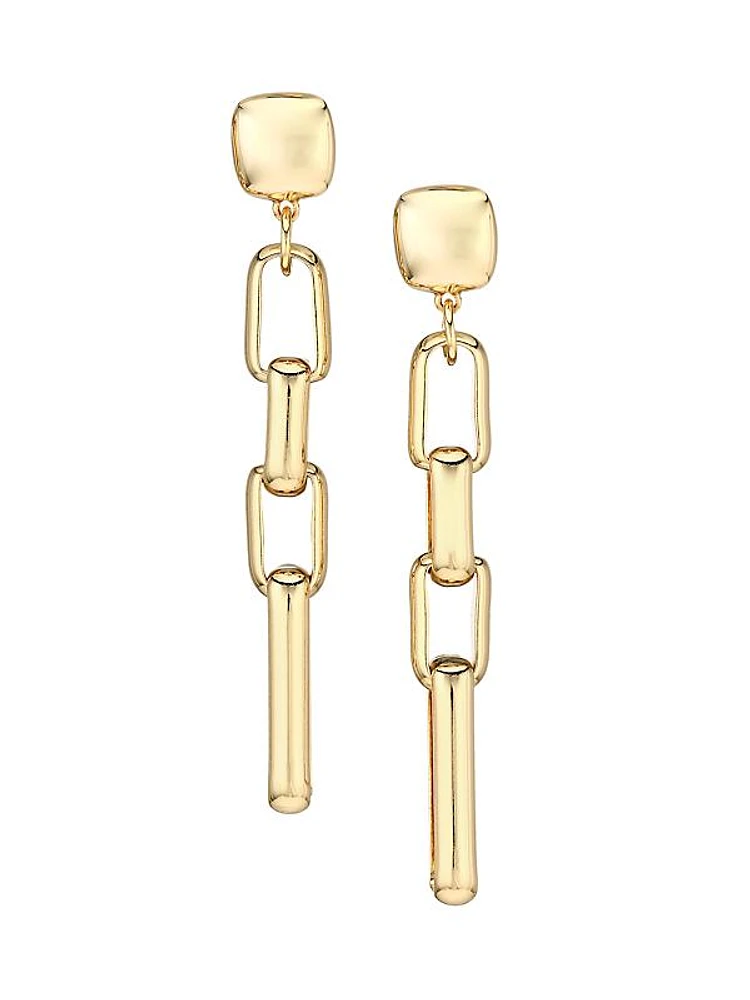 18K Goldplated Rectangular-Link Drop Earrings