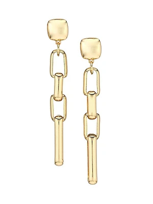 18K Goldplated Rectangular-Link Drop Earrings