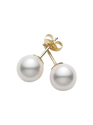 Essential Elements 18K Yellow Gold & 5MM White Cultured Pearl Stud Earrings