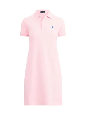 Cotton Mesh Short-Sleeve Polo Dress