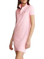 Cotton Mesh Short-Sleeve Polo Dress