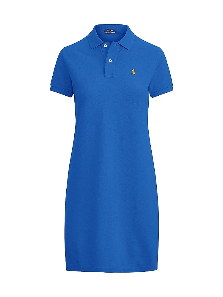 Cotton Mesh Short-Sleeve Polo Dress