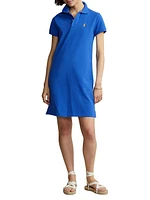 Cotton Mesh Short-Sleeve Polo Dress