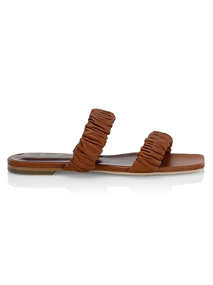 Maya Ruched Leather Slides