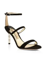 Rosalind Embellished-Heel Satin Sandals