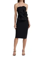 Hebe Strapless Ruffle Sheath Dress