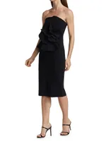 Hebe Strapless Ruffle Sheath Dress